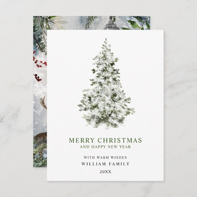 Minimalist Merry Christmas Holiday Card (Front/Back)