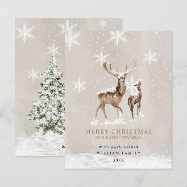 Minimalist Merry Christmas Holiday Card (Front/Back)
