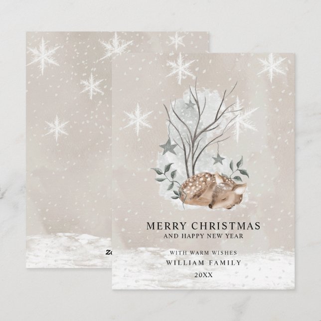 Minimalist Merry Christmas Holiday Card (Front/Back)