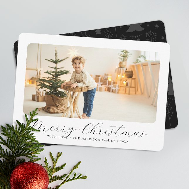 Minimalist Merry Christmas Modern Photo  Holiday Card (Minimalist Merry Christmas Modern Photo Holiday Card)