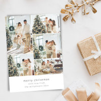 Minimalist Merry Christmas Multi 6 Photo Collage 