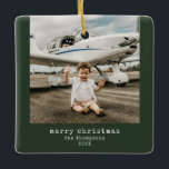 Minimalist Merry Christmas Personalized Photo  Ceramic Ornament<br><div class="desc">Add a touch of modern elegance to your holiday décor with this customizable ceramic ornament. Perfect for showcasing your favourite family photo,  baby's first Christmas,  or a special memory. A timeless keepsake and a thoughtful gift for loved ones.</div>