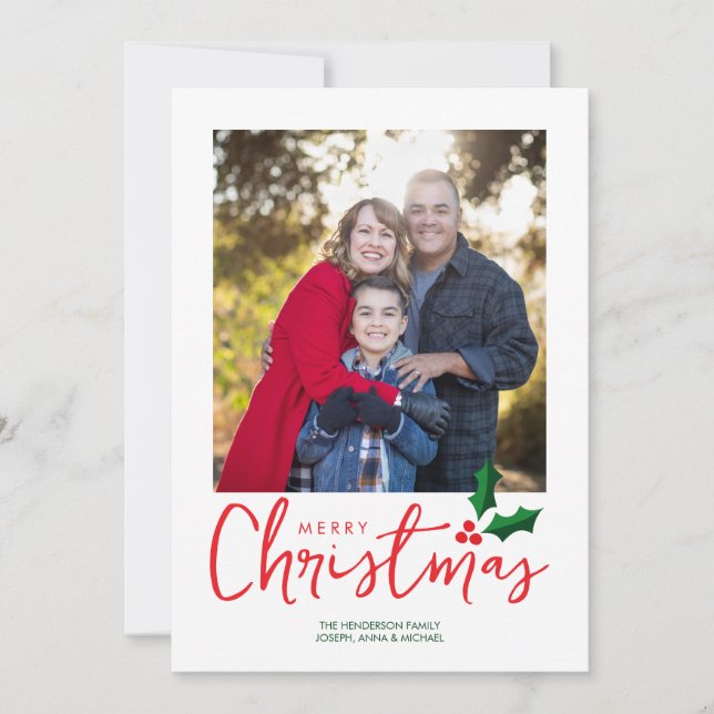 Minimalist Merry Christmas Photo Card (Front)