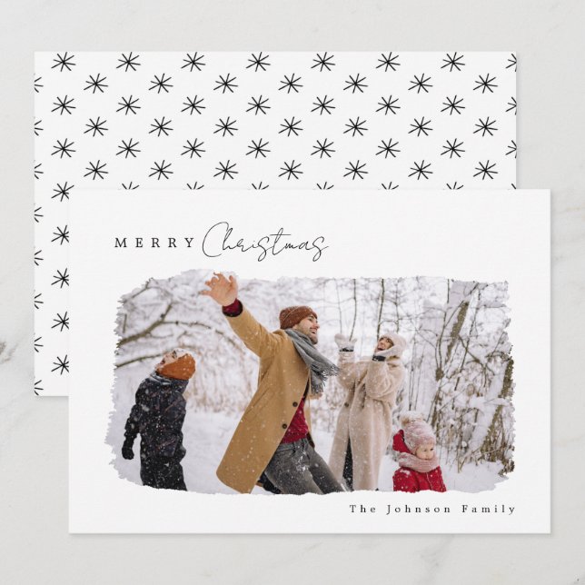 Minimalist Merry Christmas Photo Christmas Card (Front/Back)