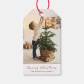 Minimalist Merry Christmas Photo Gift Tags (Front)