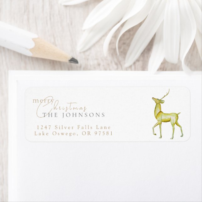 Minimalist Merry Christmas Reindeer Return Address (Insitu)