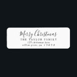 Minimalist Merry Christmas Return Address Label<br><div class="desc">These minimalist Merry Christmas return address labels are perfect for a simple holiday card or invitation. The design features classic black and white typography paired with a rustic yet elegant script font with hand lettered style.</div>