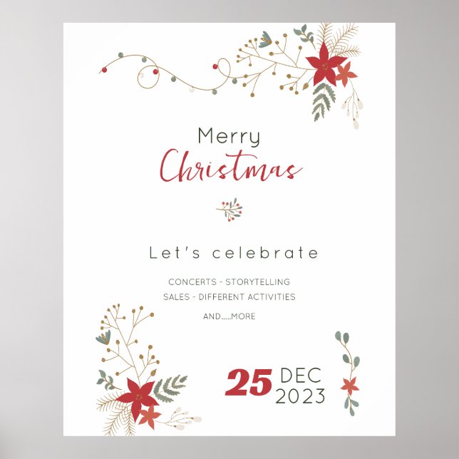 Minimalist Merry Christmas Sale ,Happy Holidays  Poster (Front)