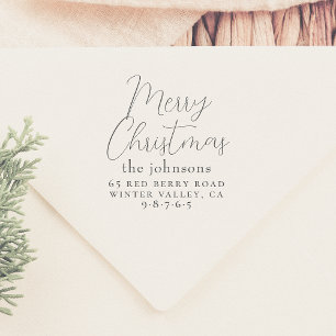 Minimalist Merry Christmas & Serif Return Address Self-inking Stamp