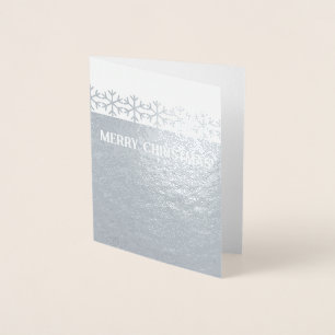 Minimalist Merry Christmas Snowflakes Foil Card