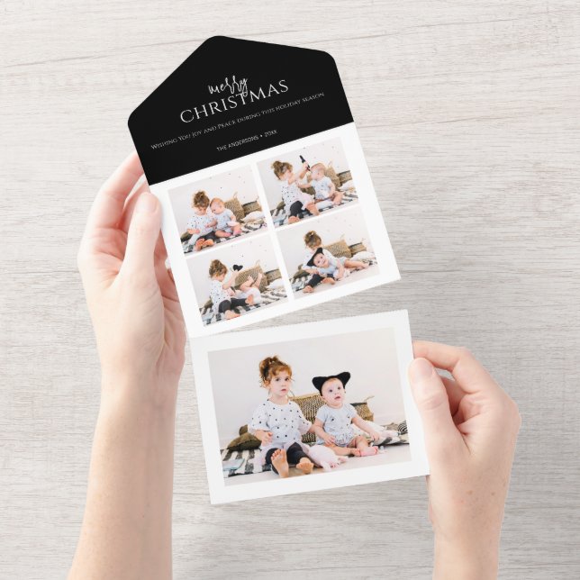 Minimalist Merry Christmas Tri-Fold Holiday Card (Tearaway)