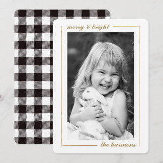 Minimalist Merry Gold Framed Photo Christmas card