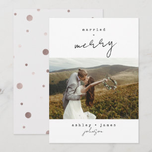 Minimalist Merry & Married Christmas Photo Holiday