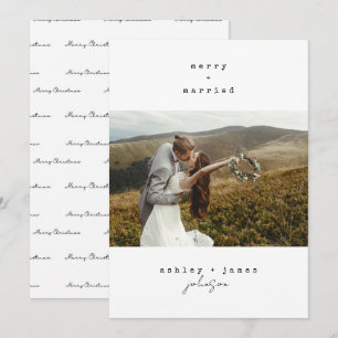 Minimalist Merry & Married Christmas Photo Holiday Card
