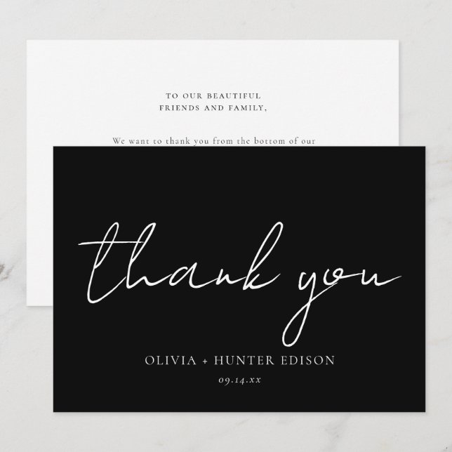 Minimalist Message Calligraphy  Thank You Card (Front/Back)