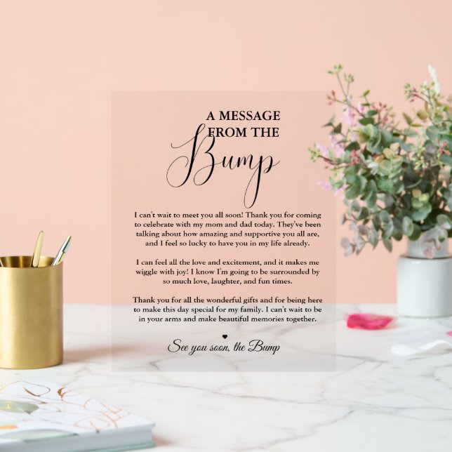 Minimalist Message from the Bump Sign Baby Shower (Wedding)