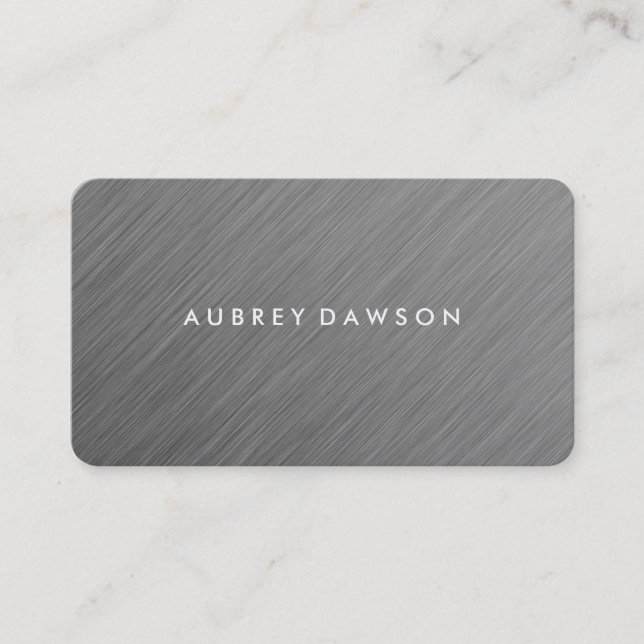 Minimalist Metallic Faux Grey Business Card (Front)