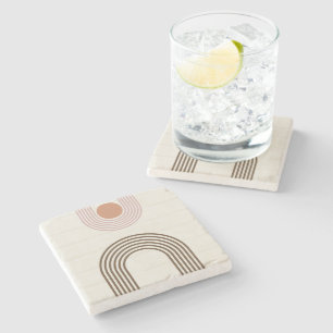 Minimalist Mid Century Abstract Geometric  Stone Coaster