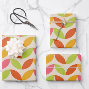 Minimalist Mid Century Scandinavian leaves pattern Wrapping Paper Sheet
