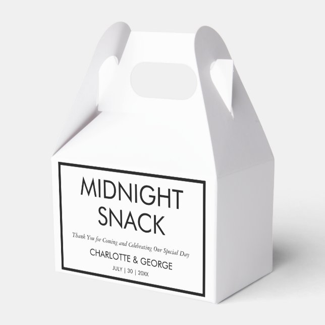 Minimalist Midnight Snack Custom Wedding Favours Favor Box (Front Side)