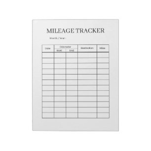 Minimalist Mileage Tracker Notepad