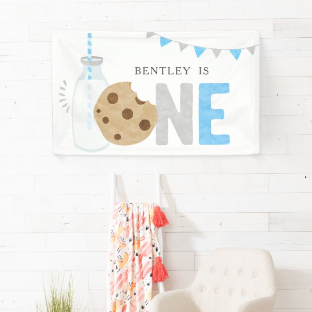 Minimalist Milk and Cookies Birthday Backdrop Banner (Insitu)