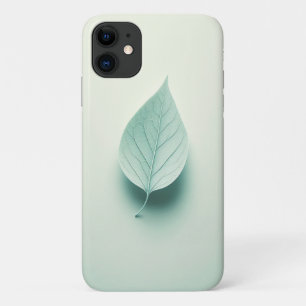 Minimalist Mint Green Leaf Art - Elegant Aesthetic iPhone 11 Case