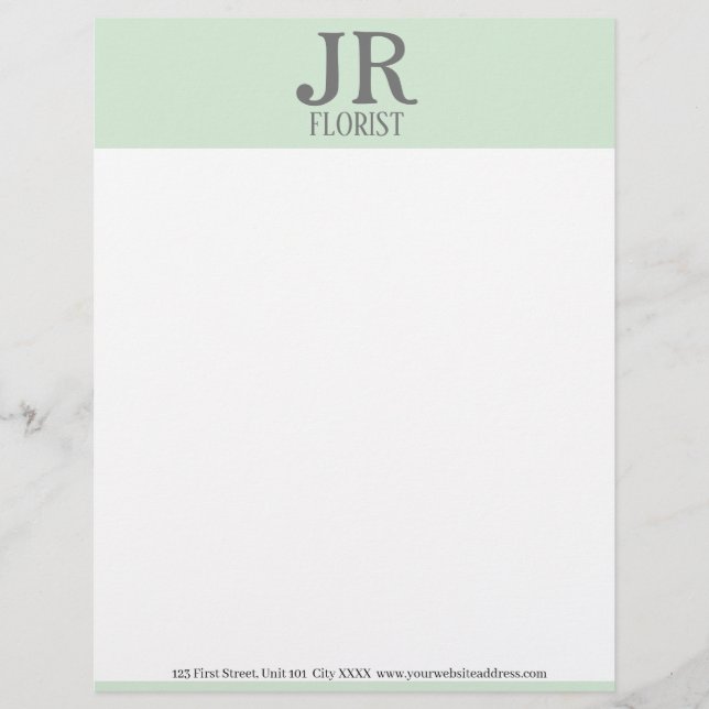 Minimalist mint green letterhead (Front)