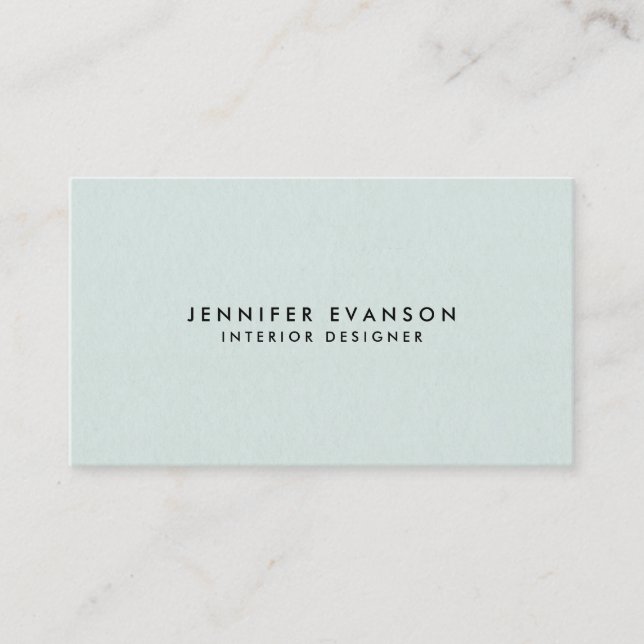 Minimalist Mint Green Modern and Professional Business Card (Front)
