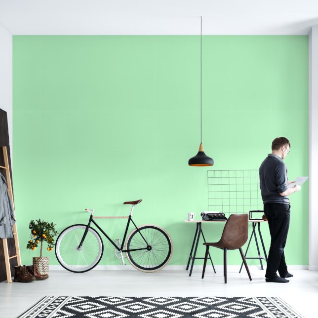 Minimalist mint green plain solid colour modern wallpaper (Living Room)