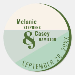 Minimalist Mint Green Wedding Classic Round Sticker
