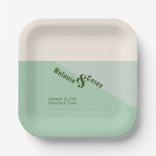Minimalist Mint Green Wedding Paper Napkins Plate