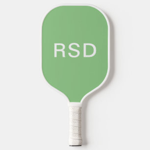 Minimalist Mint Green White Monogram Initials Pickleball Paddle