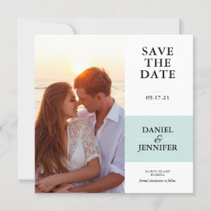 Minimalist Mint Photo Wedding Save The Date