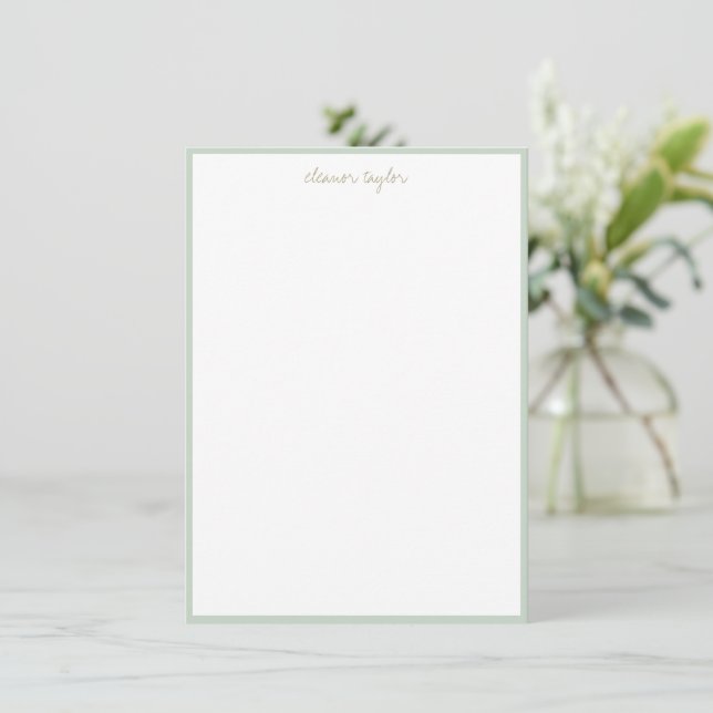 Minimalist Mint Sage Personalized Script Name  Card (Standing Front)
