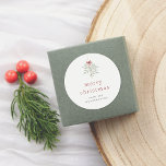 Minimalist Mistletoe Custom Christmas Family Name Classic Round Sticker<br><div class="desc">A custom Christmas sticker decorated with a beautiful hand-painted mistletoe arrangement hanging from the top of the sticker. Below, "merry christmas" or a message of your choice is printed in lowercase serif typography. At the bottom of the sticker, your family name is written in serif capitals. Ideal for sealing envelopes,...</div>