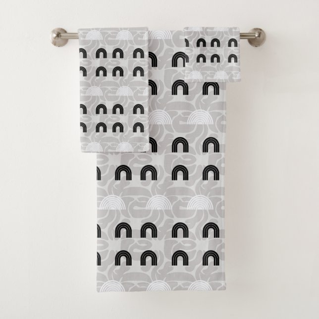 Minimalist Mixed Boho Arches Bath Towel Set (Insitu)