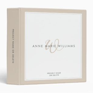 Minimalist Mocha Brown Two Border Monogram Binder