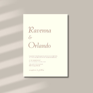 Minimalist Mocha Ivory Simple Modern Wedding Invitation