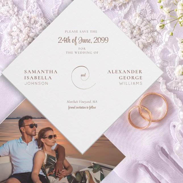 Minimalist Mocha Mousse Timeless Ampersand Wedding Save The Date (Minimalist Mocha Mousse Timeless Ampersand Wedding Unique Elegant Angled Save The Date)