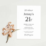 Minimalist Modern 21st Birthday Party Invitation<br><div class="desc">This minimalist typography 21st birthday party invitation is perfect for a modern birthday party. The simple design features classic minimalist black and white typography with a modern feel. Customisable in any colour. Keep the design minimal and elegant, as is, or personalise it by adding your own graphics and artwork. For...</div>