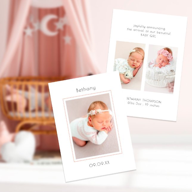 Minimalist Modern 3 Photos Baby  Announcement (Creator Uploaded)