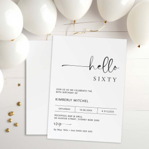 Minimalist Modern 60th Birthday Party Invitation