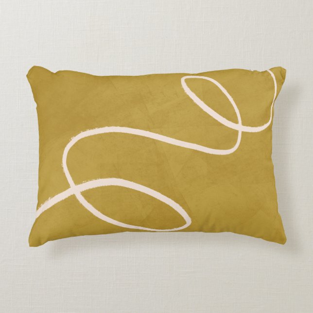 Minimalist Modern Abstract Art in Yellow Gold Accent Pillow (Front)