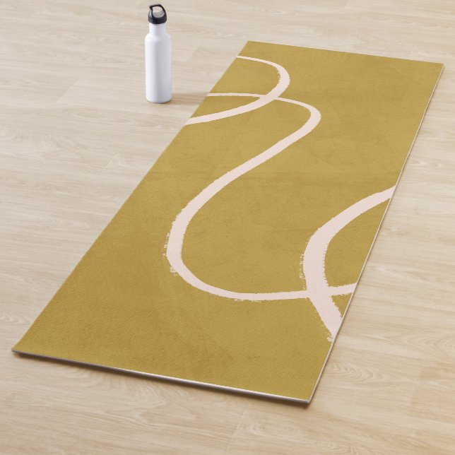 Minimalist Modern Abstract Art in Yellow Gold Yoga Mat (In Situ)