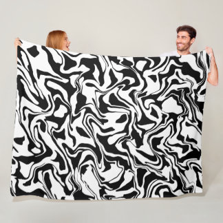 Minimalist Modern Abstract Black and White Simple Fleece Blanket