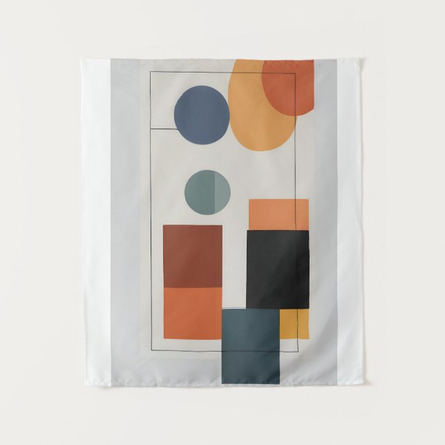 Minimalist Modern Abstract Geometric Art Tapestry (Front)