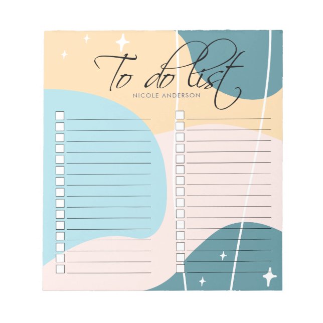 Minimalist Modern Abstract Pastel To Do List Notepad (Front)