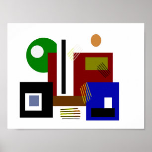 Minimalist Modern Abstract Shapes Colours and Line Poster