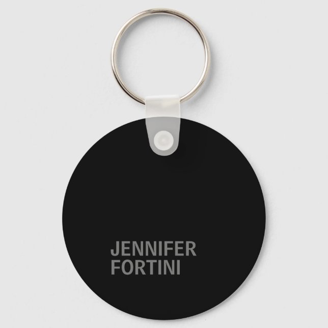 Minimalist Modern Add Your Name Black Grey Keychain (Front)